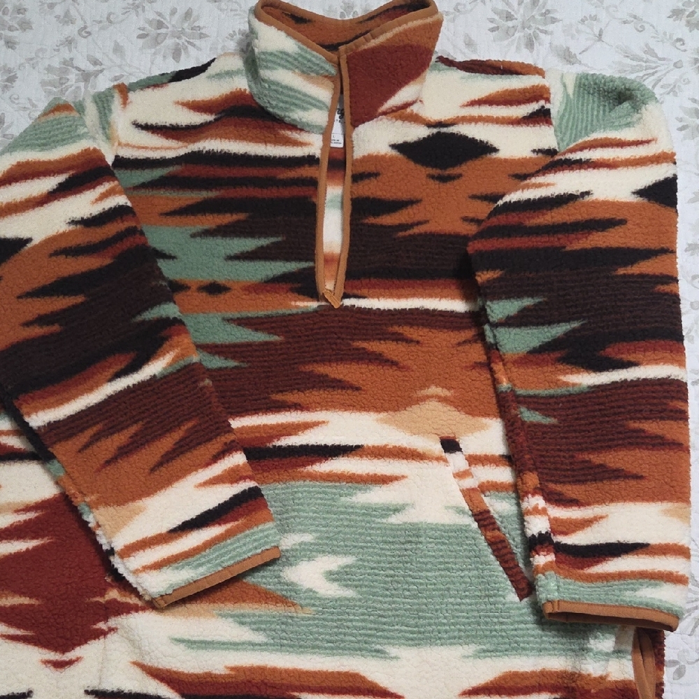 Wrangler Brown and Cream Fleece Pullover